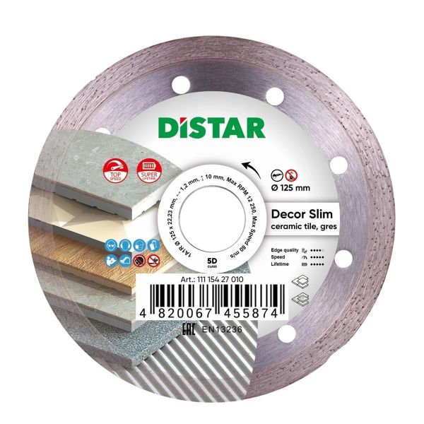 Диск алмазний для керміки Distar 125x1,2x22,2 Decor Slim 5D