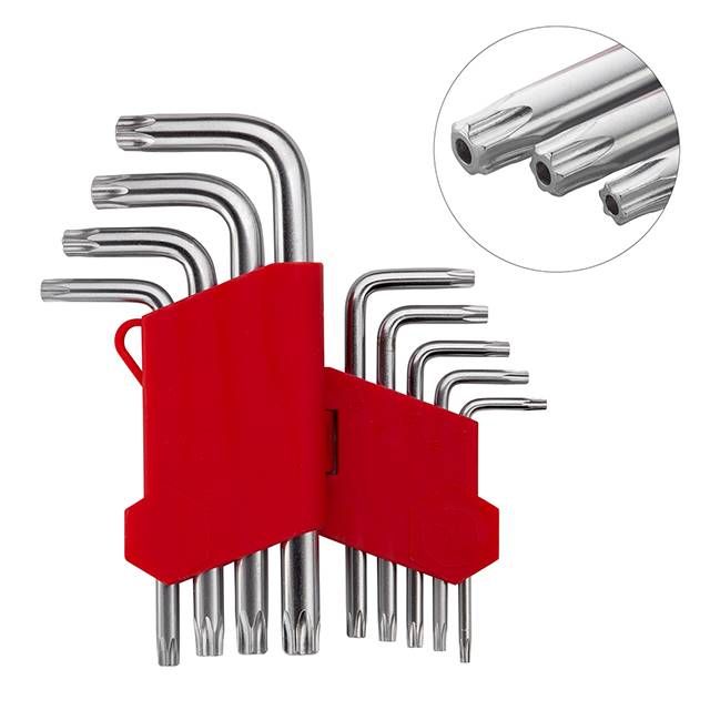 Набір ключів Г-подібних TORX з отвором 9 шт Т10-Т50  INTERTOOL HT- 0604