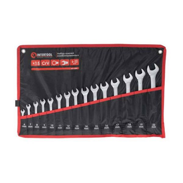 Набор ключей р\н  INTERTOOL 15 шт HT- 1204 (тряпка)