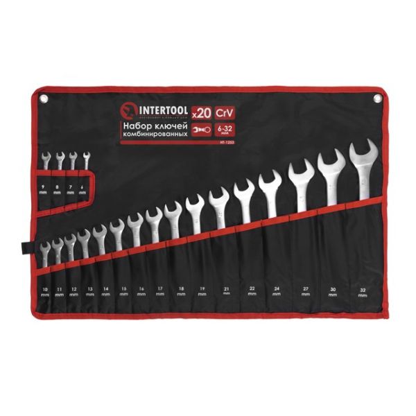 Набір ключів р\н  на тряпці INTERTOOL 20 шт HT- 1253