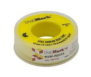 Стрічка фум для газу жовта POLMARK 12мм х 12 м